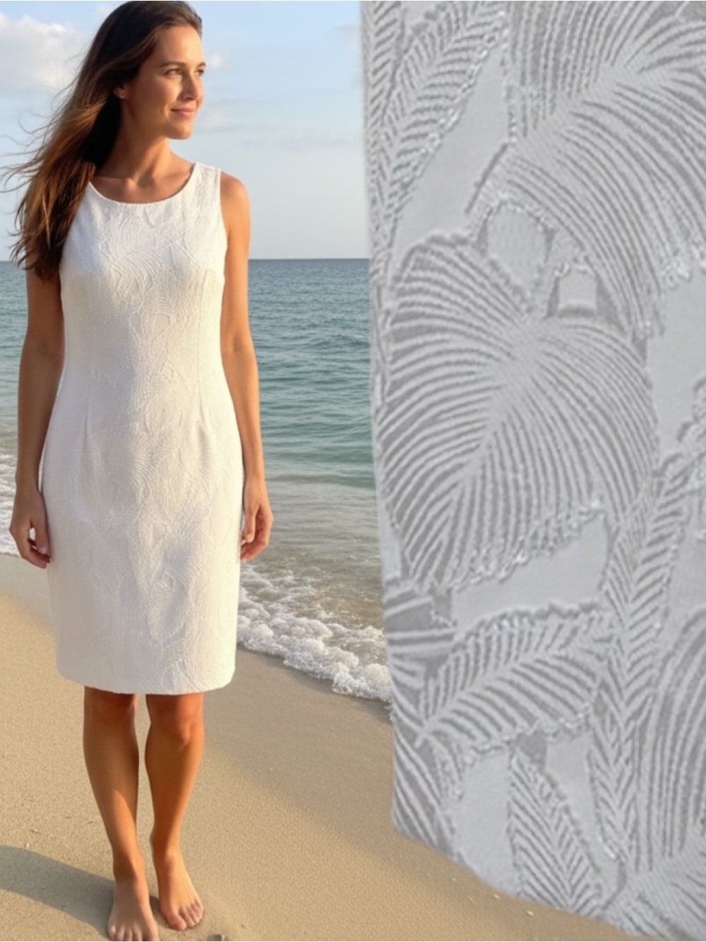 Kasper NWT Lily White Bonded lace fabrication Sheath Textured Leaf Dress Size 18